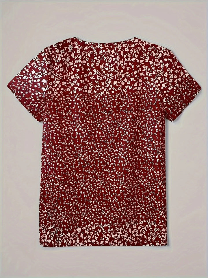 Alaia – Casual Zomertop met V-hals, Knoopsluiting en Korte Mouwen
