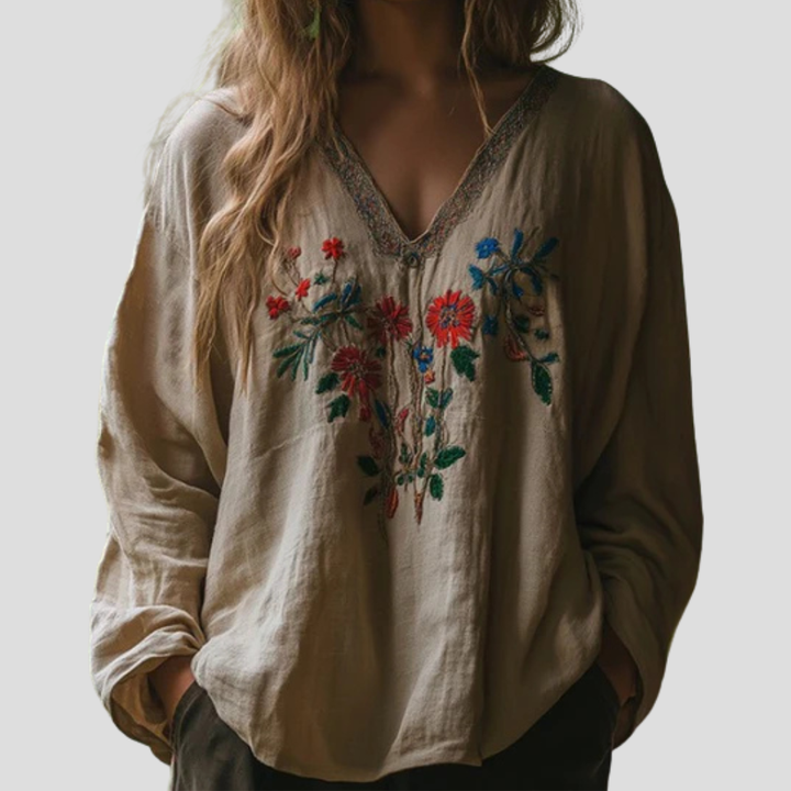 Dames geborduurde blouse