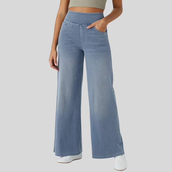 Elastische broek met hoge taille
