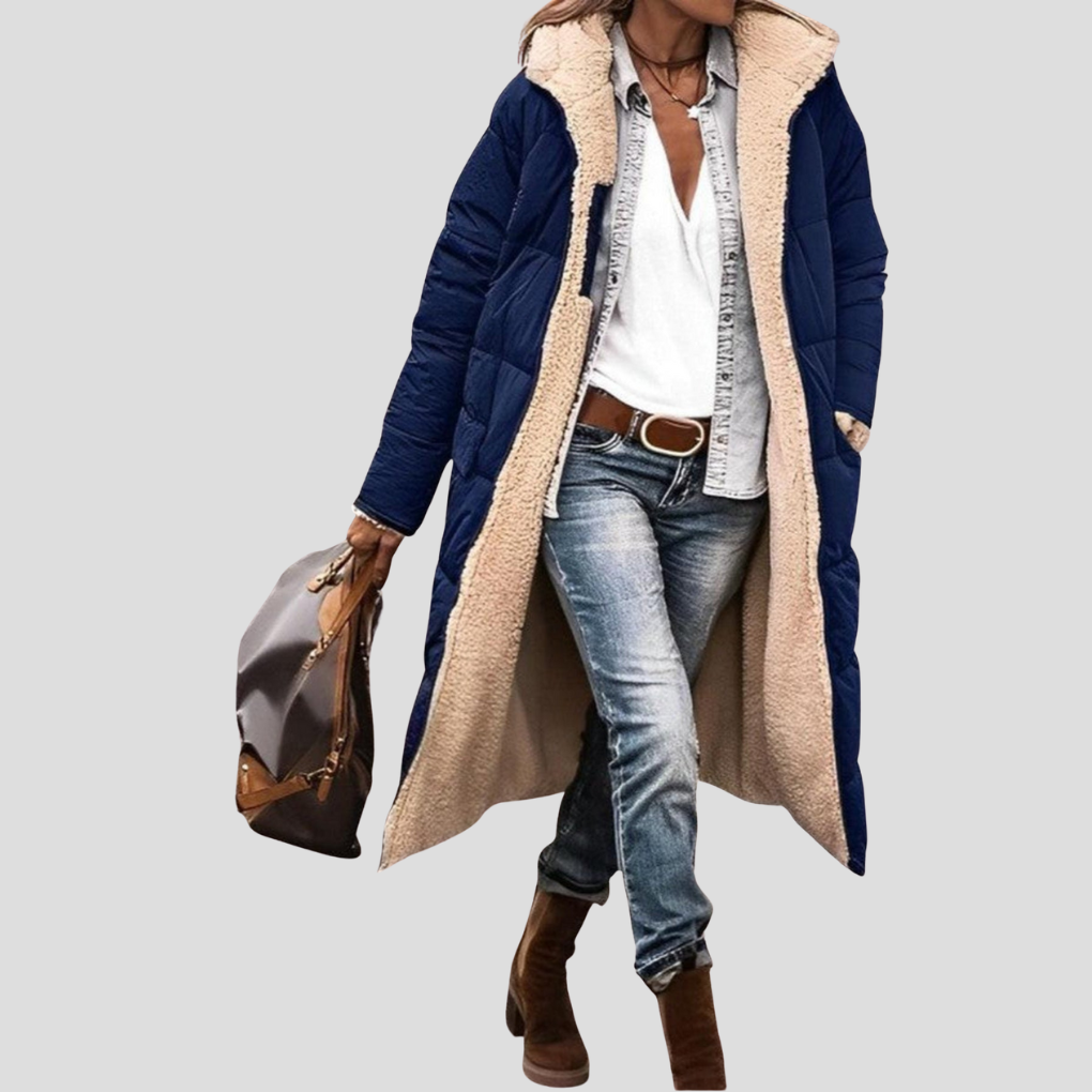 Lange omkeerbare winterjas voor dames
