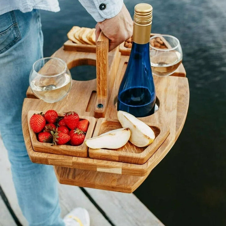 WineCo - Draagbare houten picknick wijntafel