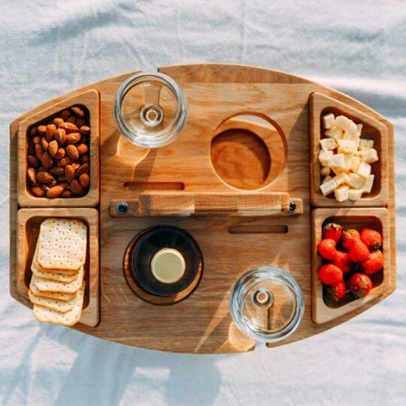 WineCo - Draagbare houten picknick wijntafel