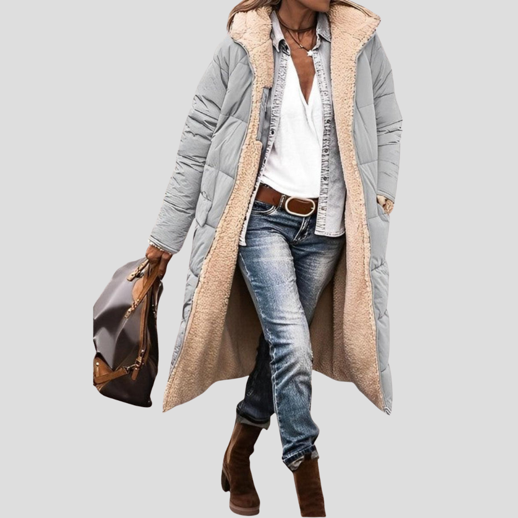 Lange omkeerbare winterjas voor dames
