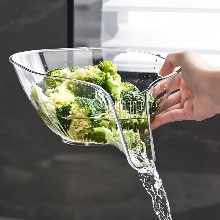ClearFlow - Transparante Multifunctionele Keukenmand Voor Efficiënt Spoelen