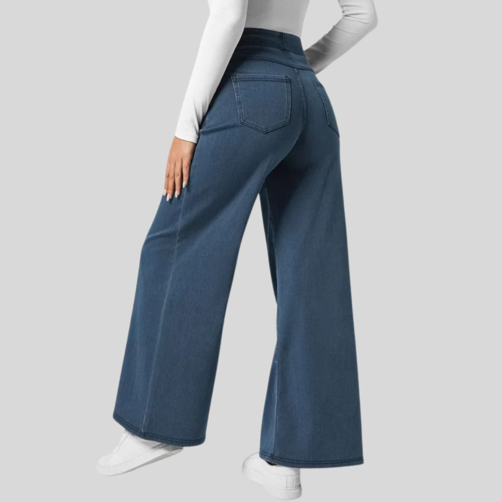 Elastische broek met hoge taille