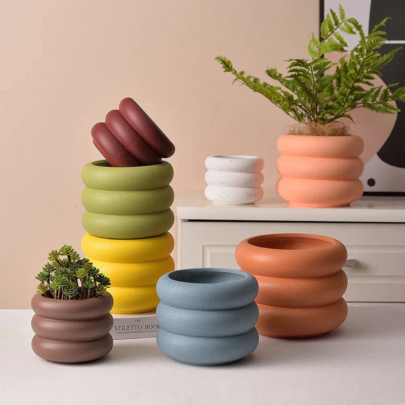 BubbleNest - Moderne Keramische Succulenten Pot met Speels Bubbel Design