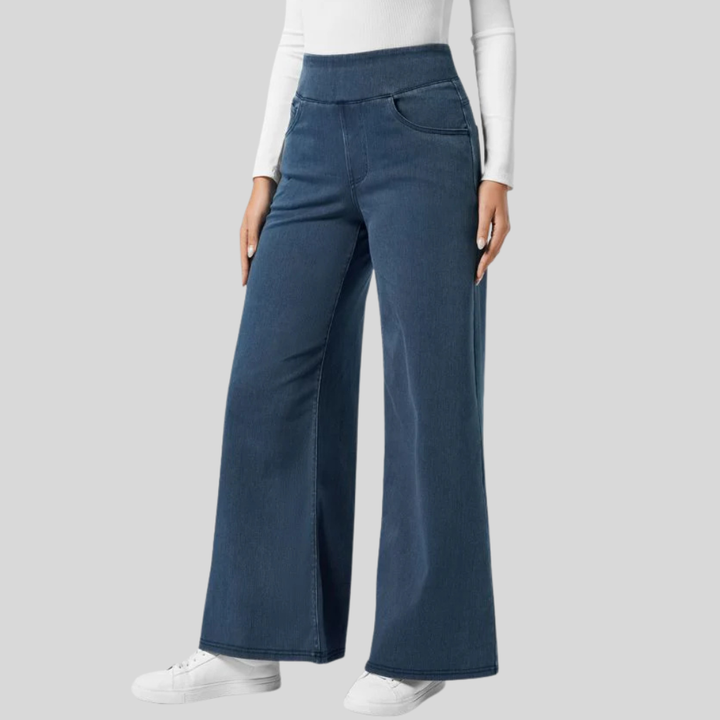 Elastische broek met hoge taille