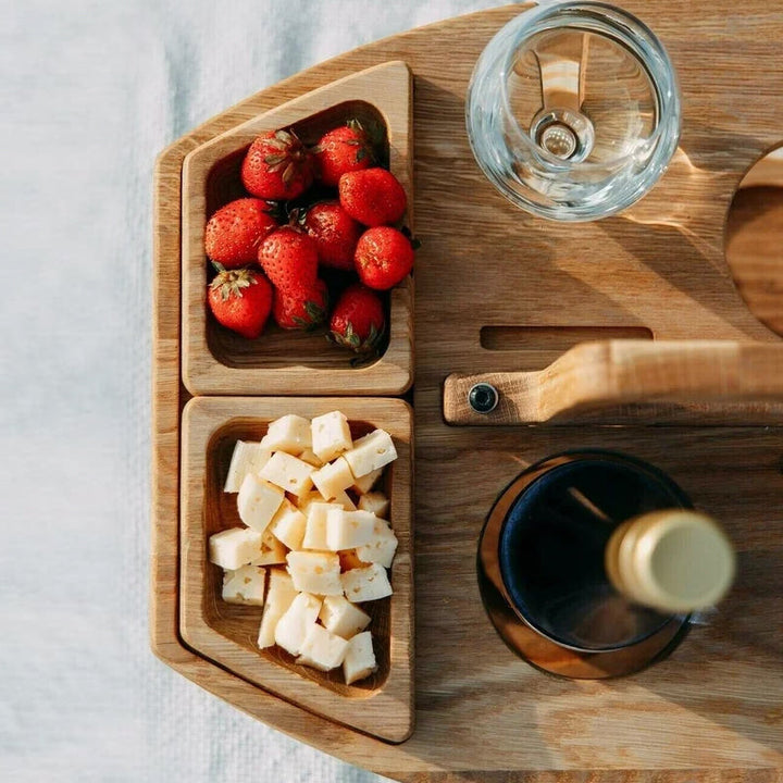 WineCo - Draagbare houten picknick wijntafel