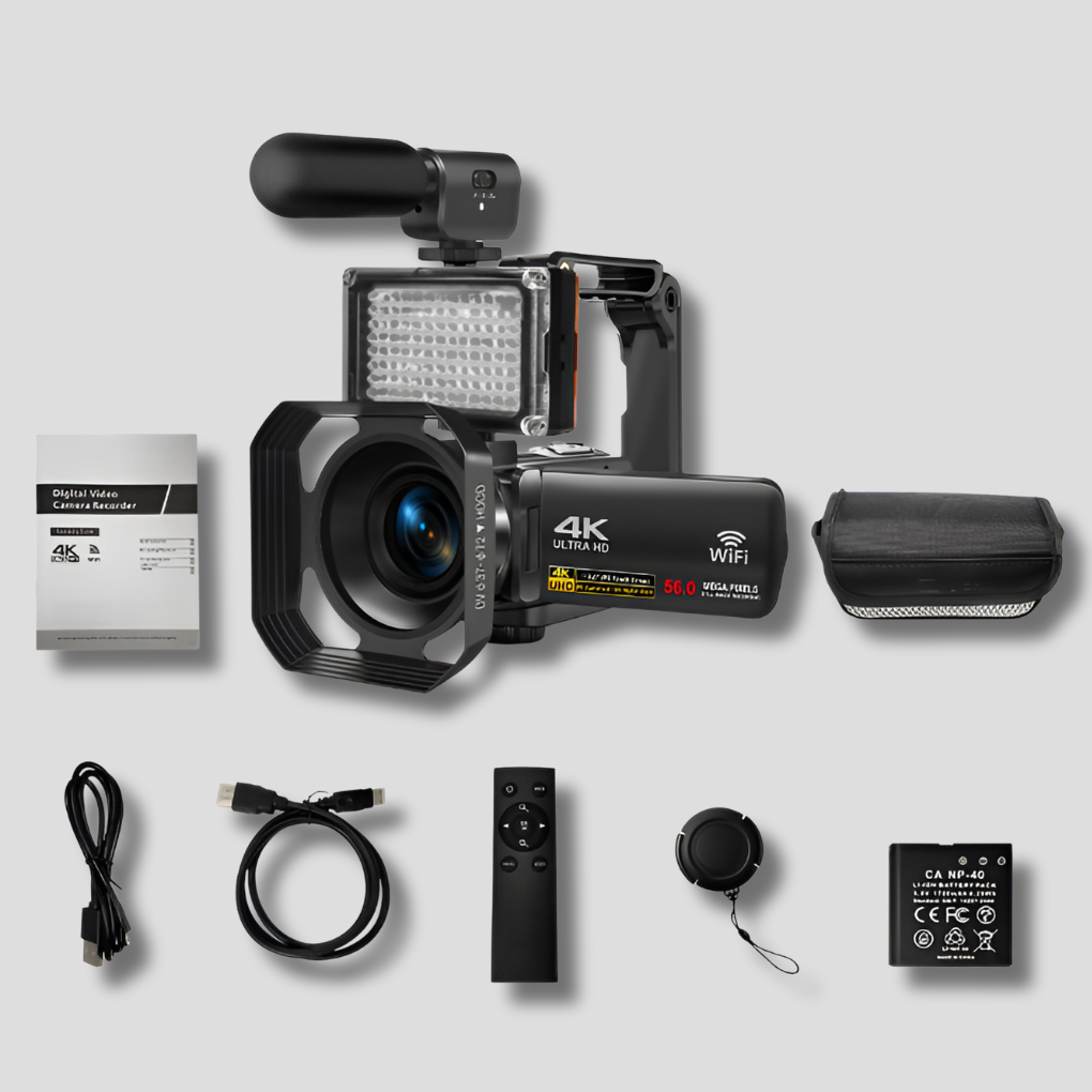 8K camcorder – 64MP foto's Wi-Fi-verbinding Complete creatiekit