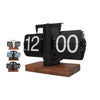 TimeCharm - Retro Flip Down Klok van Walnoot Hout | Vintage Mechanische Tafelklok
