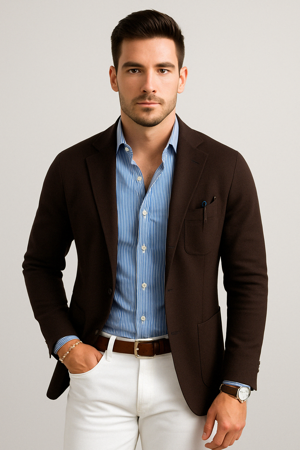 Stijlvolle Herenblazer met Casual Klepzakken