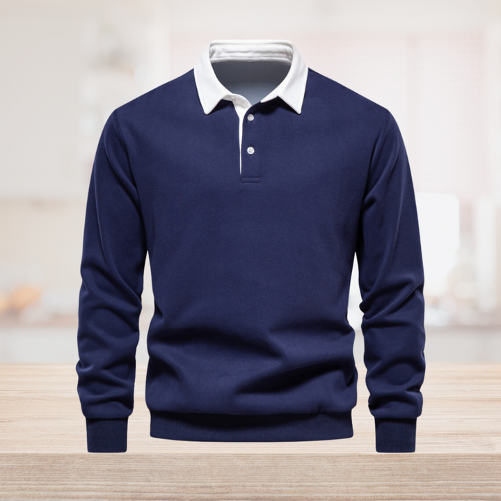 Heren poloshirt met lange mouwen