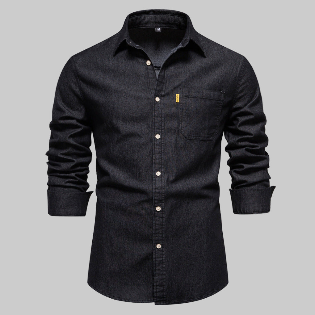 Heren denim overhemd met lange mouwen