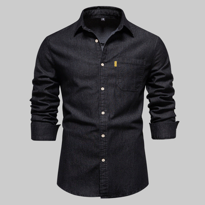 Heren denim overhemd met lange mouwen