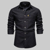 Heren denim overhemd met lange mouwen