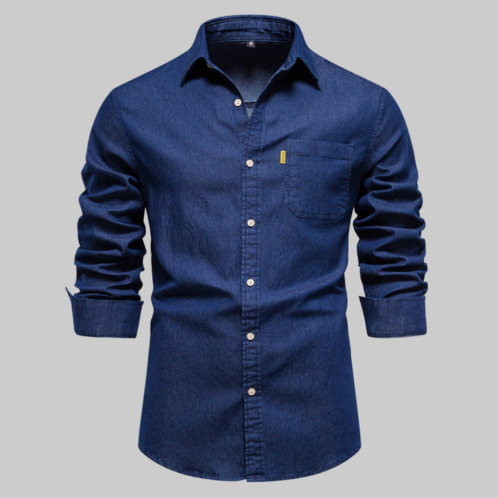 Heren denim overhemd met lange mouwen