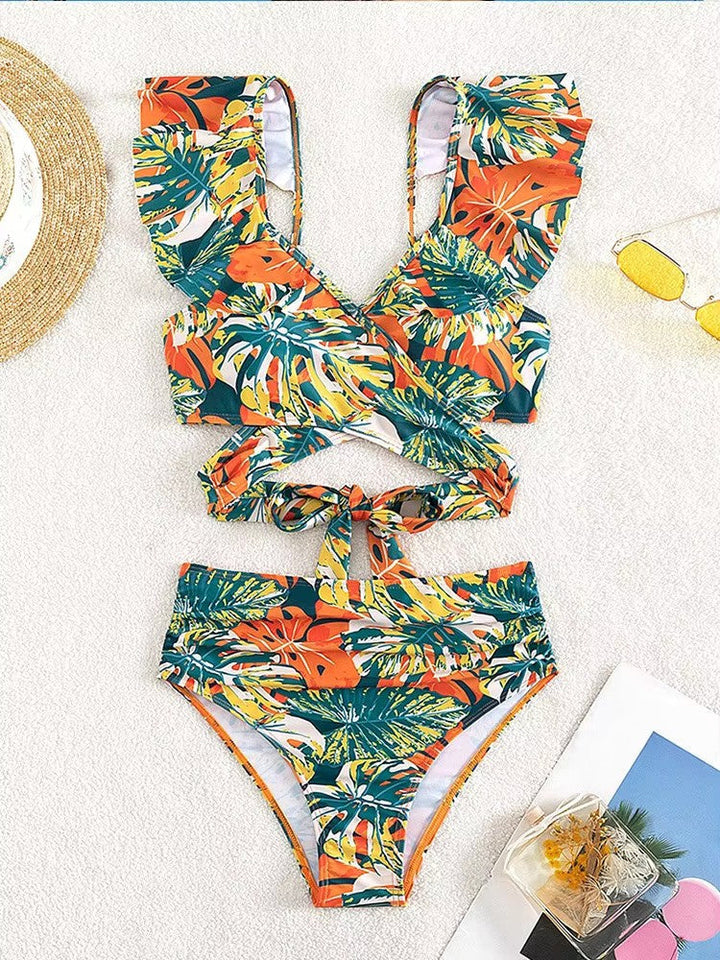 Tropische High Waist Bikini Set met Vrolijke Print