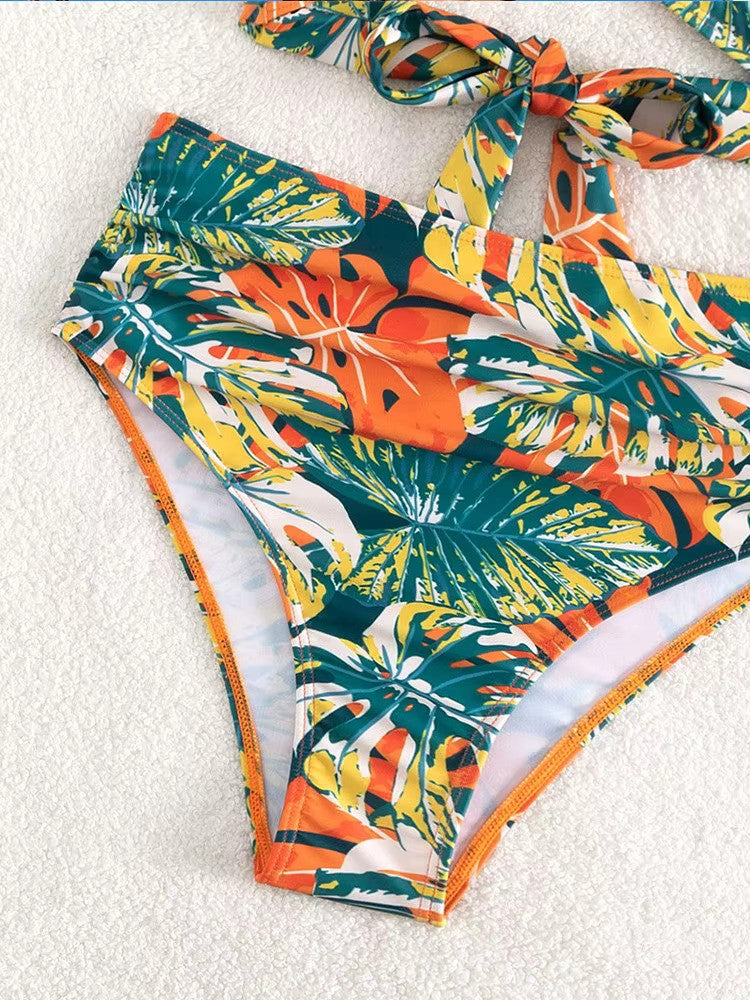 Tropische High Waist Bikini Set met Vrolijke Print