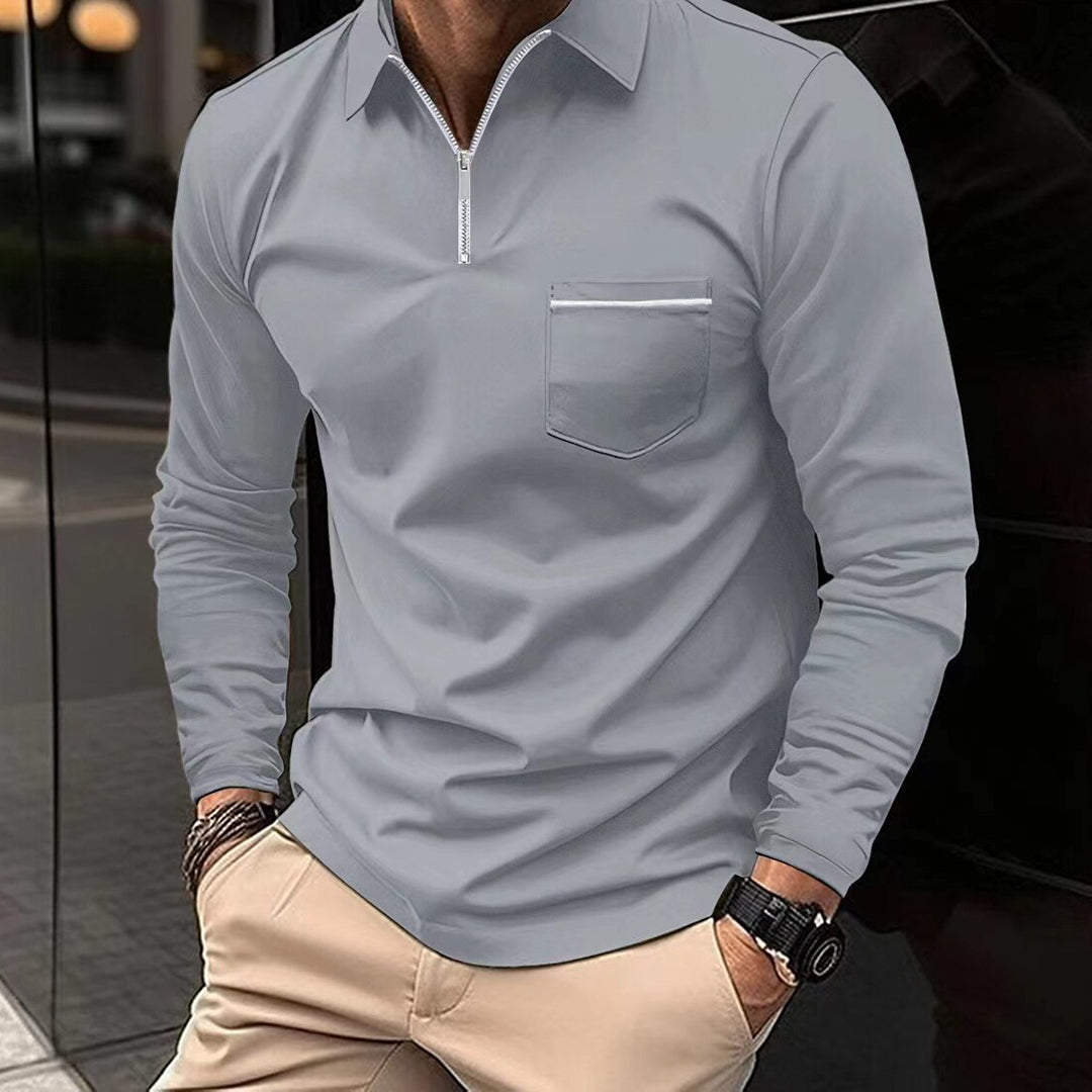 Casual heren poloshirt met voorzakken