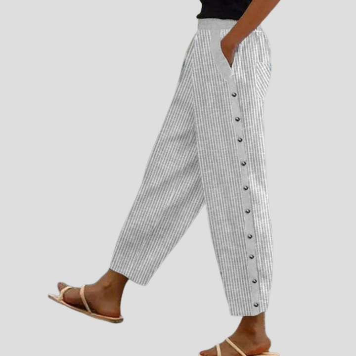 Gestreepte losse broek met zakken voor dames