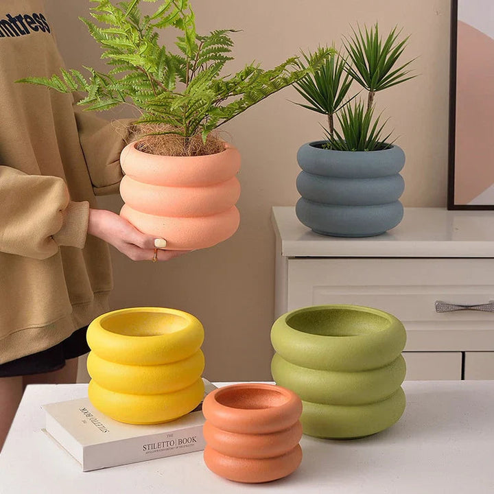 BubbleNest - Moderne Keramische Succulenten Pot met Speels Bubbel Design
