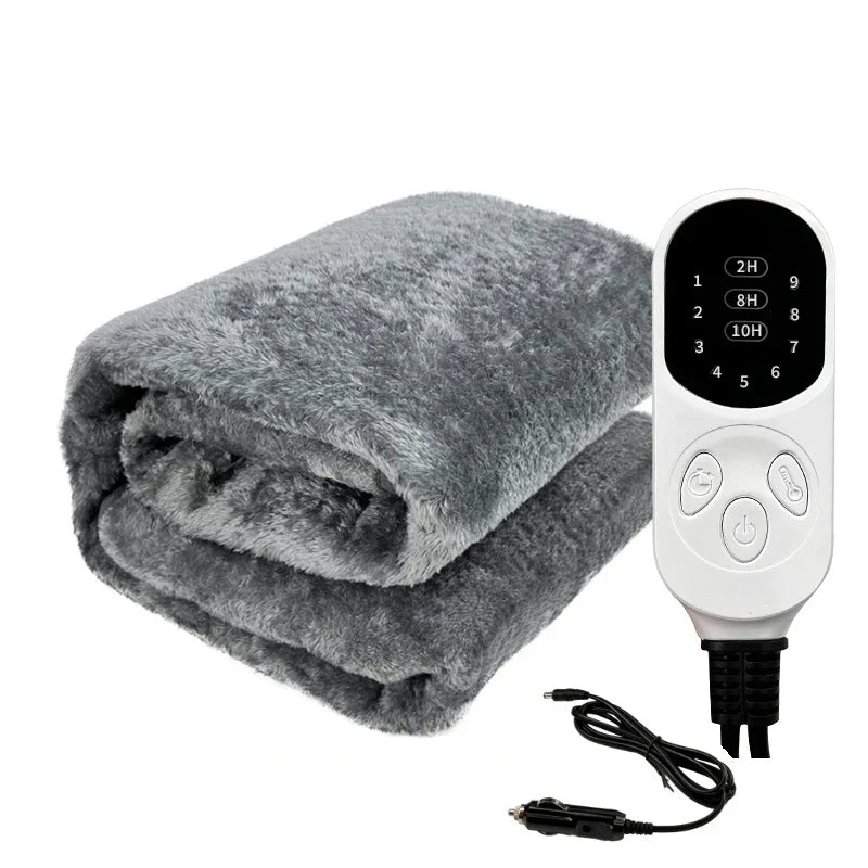 HeatMaster - Wasbare 12V Elektrische Autodeken met Timer en Temperatuurregeling, Perfect voor Winterreizen & Camping