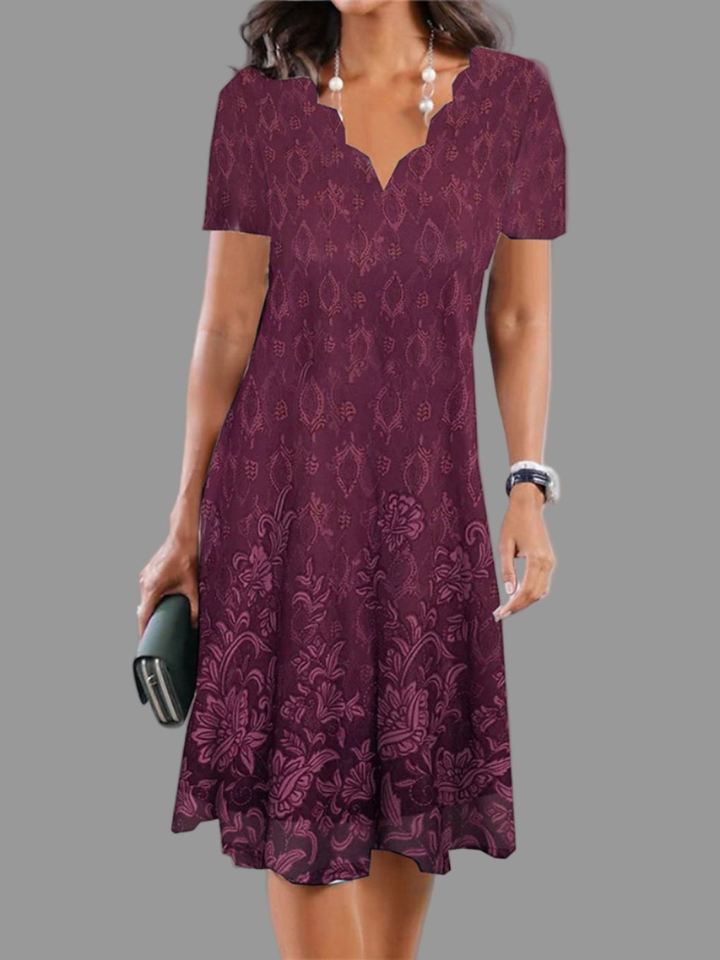 Dames bloemen midi-jurk