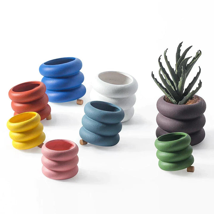 BubbleNest - Moderne Keramische Succulenten Pot met Speels Bubbel Design