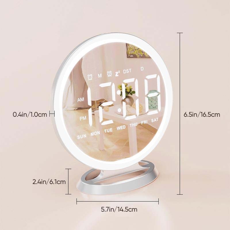 GlowRise - Multifunctionele Spiegel Met Verlichting En Dubbele Wekker