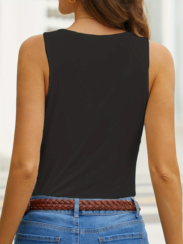 Celeste – Elegante Plus Size Tanktop met V-Hals en Golfrand