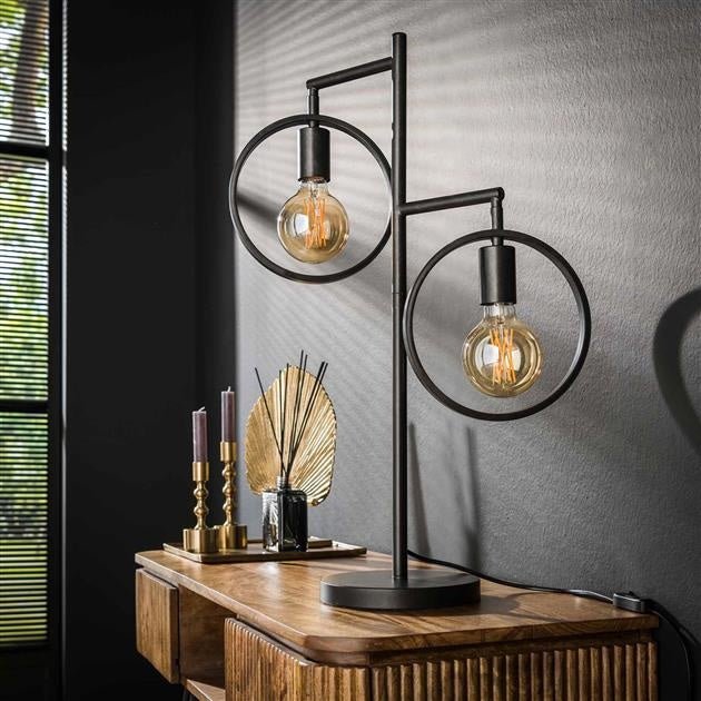 BrightGlow - Industriële Tafellamp Met 2 Lichtbronnen, Modern Design