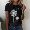 Losvallend Dames T-shirt met 3D Paardenbloemprint