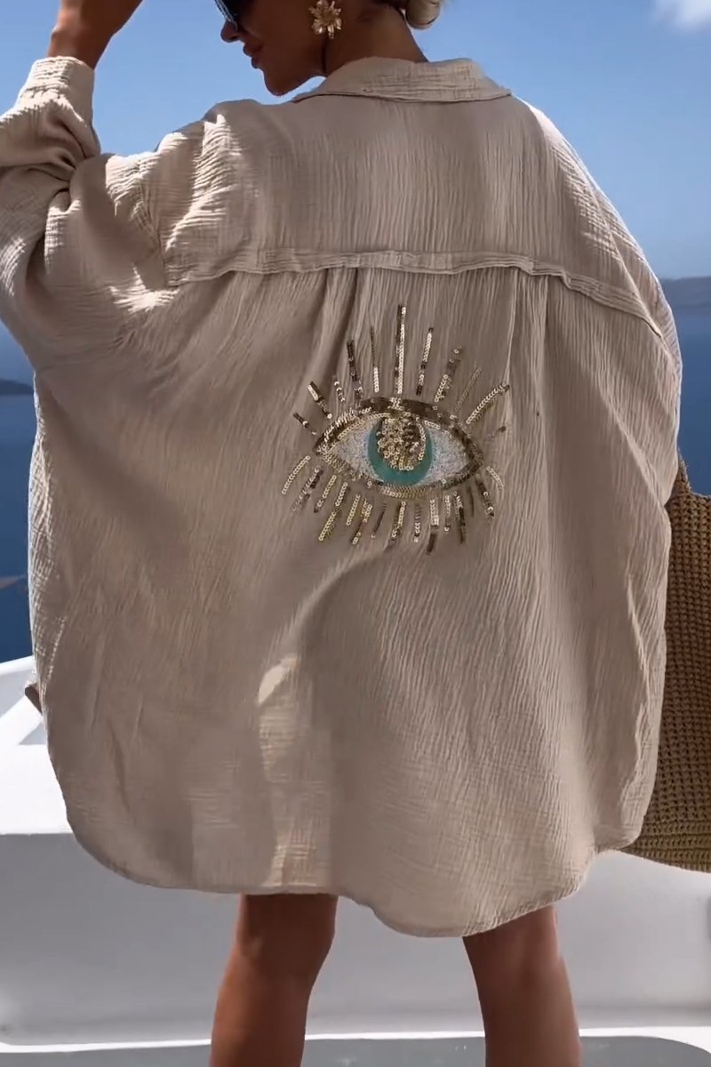 Arianna - Casual damesshirt met paillettenkralen