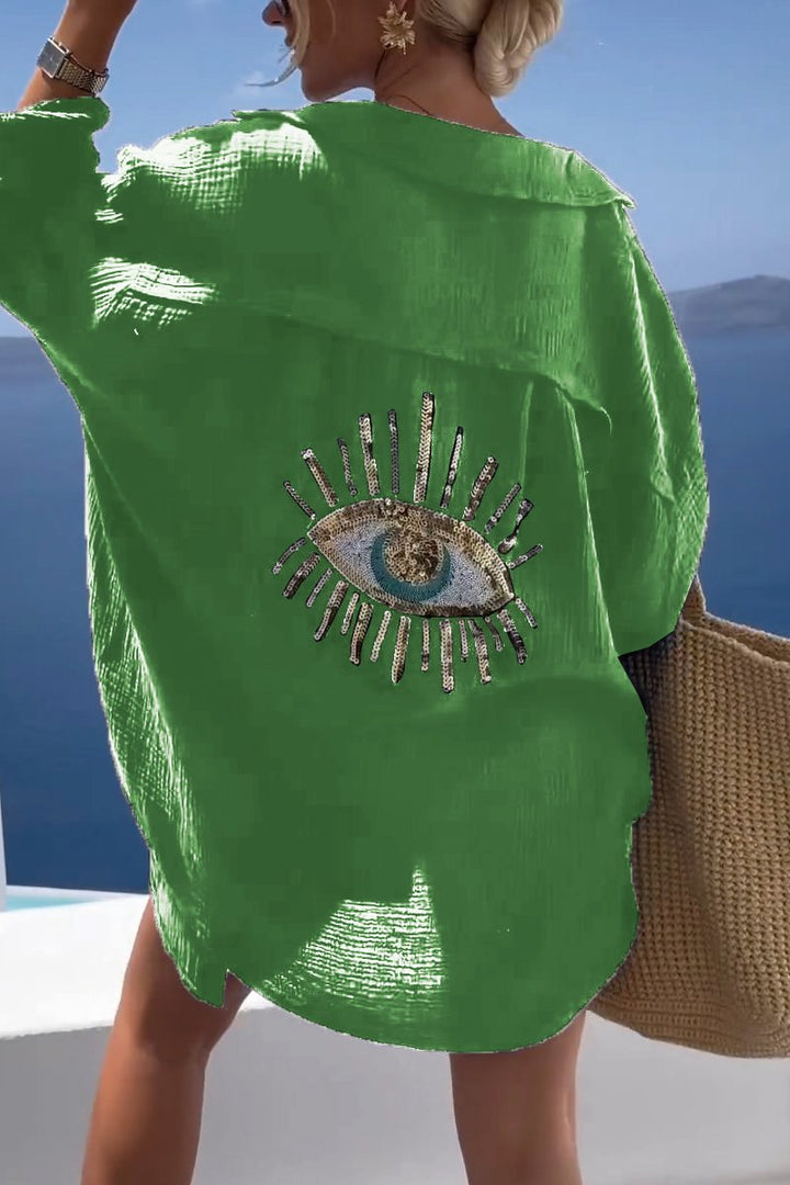 Arianna - Casual damesshirt met paillettenkralen