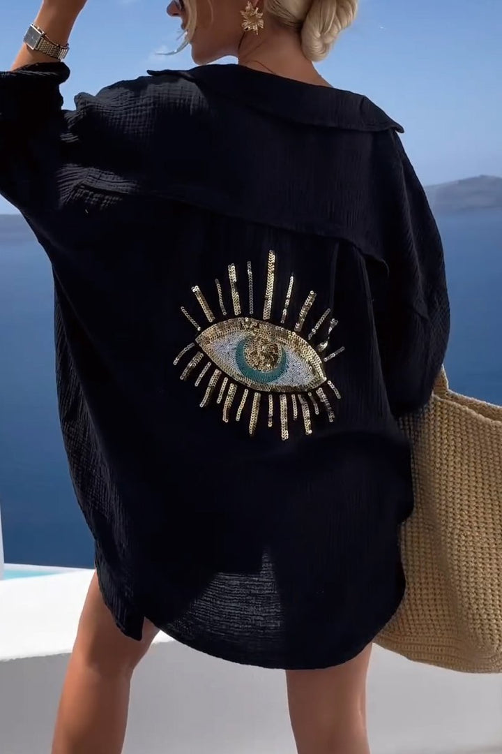 Arianna - Casual damesshirt met paillettenkralen