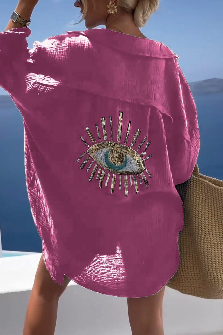 Arianna - Casual damesshirt met paillettenkralen