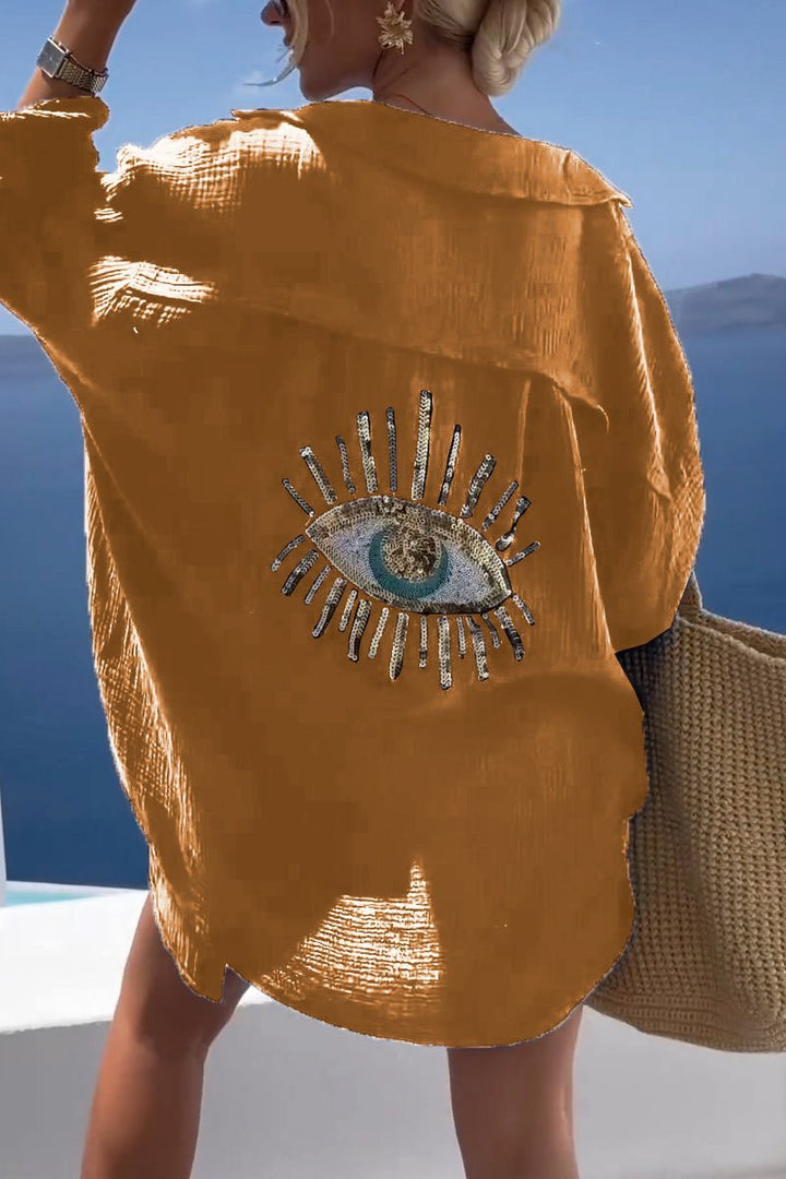 Arianna - Casual damesshirt met paillettenkralen