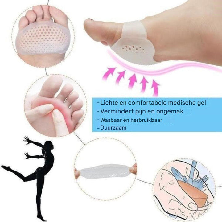 Ademende gel middenvoetsbeenpads set van 2