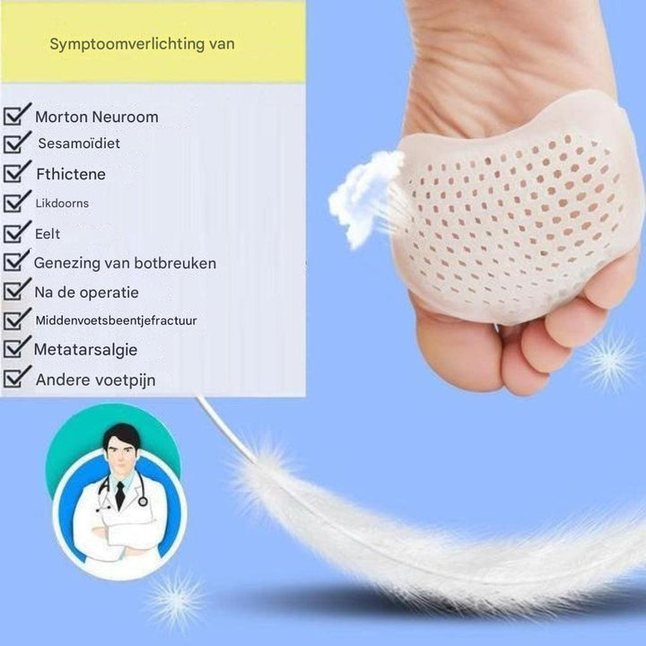 Ademende gel middenvoetsbeenpads set van 2