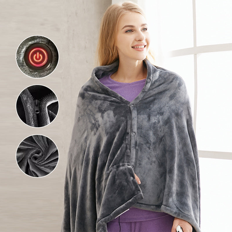USB-verwarmde omslagdoek van fleece met drie standen