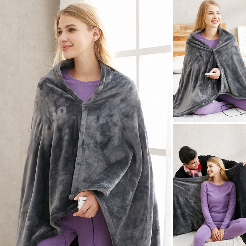 USB-verwarmde omslagdoek van fleece met drie standen
