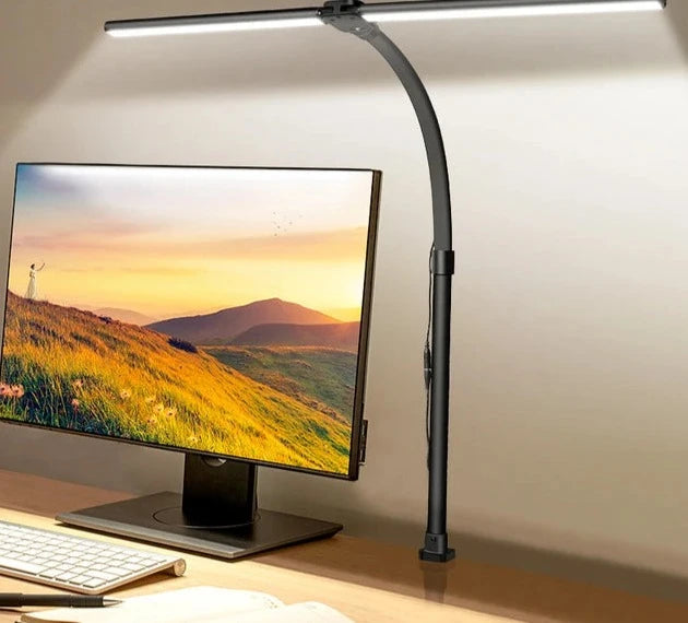 BrightGlow - Dubbele LED Bureaulamp Voor Stijlvolle Werkomgevingen
