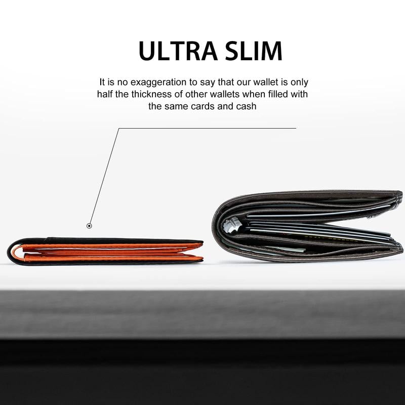 Slim RFID-portemonnee voor heren | Leren kaarthouder | Zwart