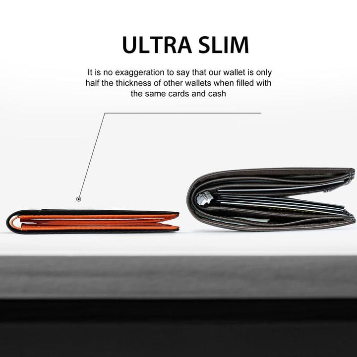 Slim RFID-portemonnee voor heren | Leren kaarthouder | Zwart