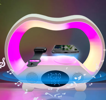 GlowLume - 6-in-1 Slimme LED Nachtlamp met Bluetooth Speaker & Draadloos Opladen