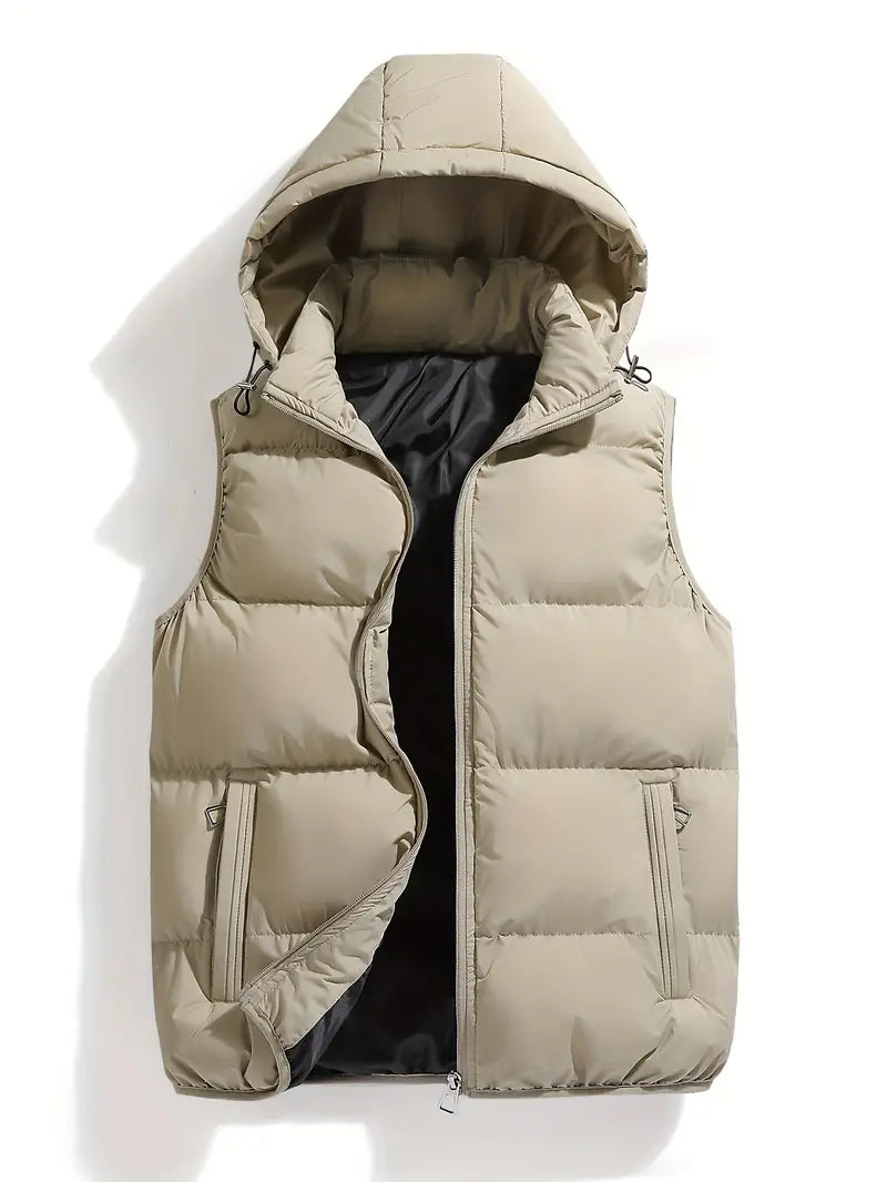 Slijtvaste gewatteerde herenbodywarmer met capuchon – Leonardo