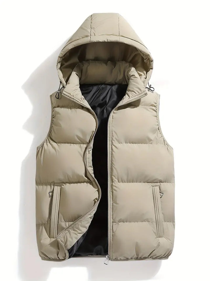 Slijtvaste gewatteerde herenbodywarmer met capuchon – Leonardo