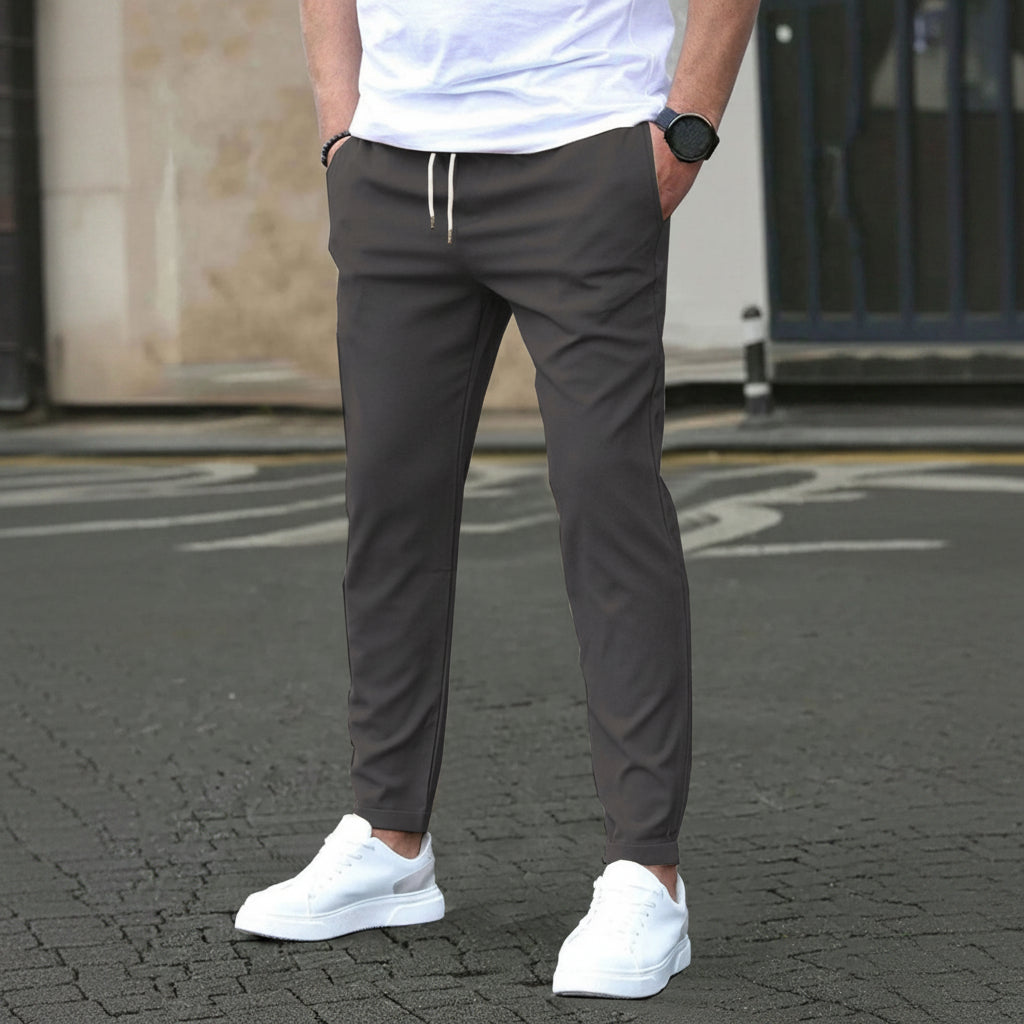 Casual Slim Fit Leather Tag Cropped Pants Solid Color Pants