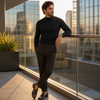 Slim fit herenshirt met lange mouwen en omslaanbare hoge kraag