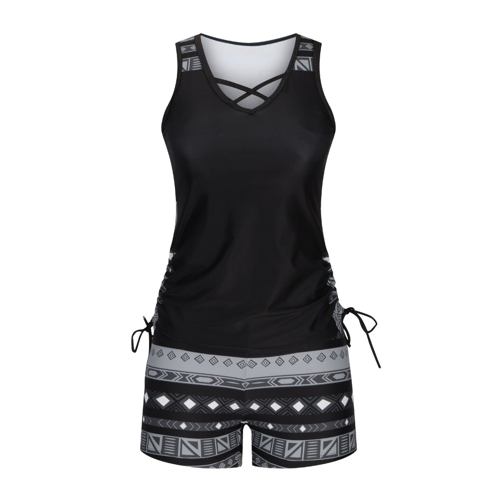 European And American Women's Seperated Swimwear High Waist Swimsuit Tied Top